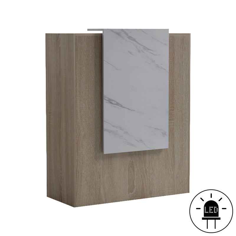 Γραφείο reception Zowel με led sonoma-λευκή όψη μαρμάρου 90x40x110εκ