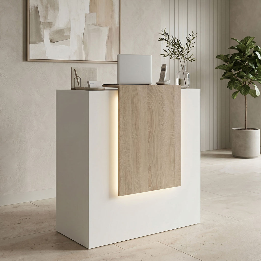 Γραφείο reception Zowel με led λευκό - sonoma 90x40x110εκ