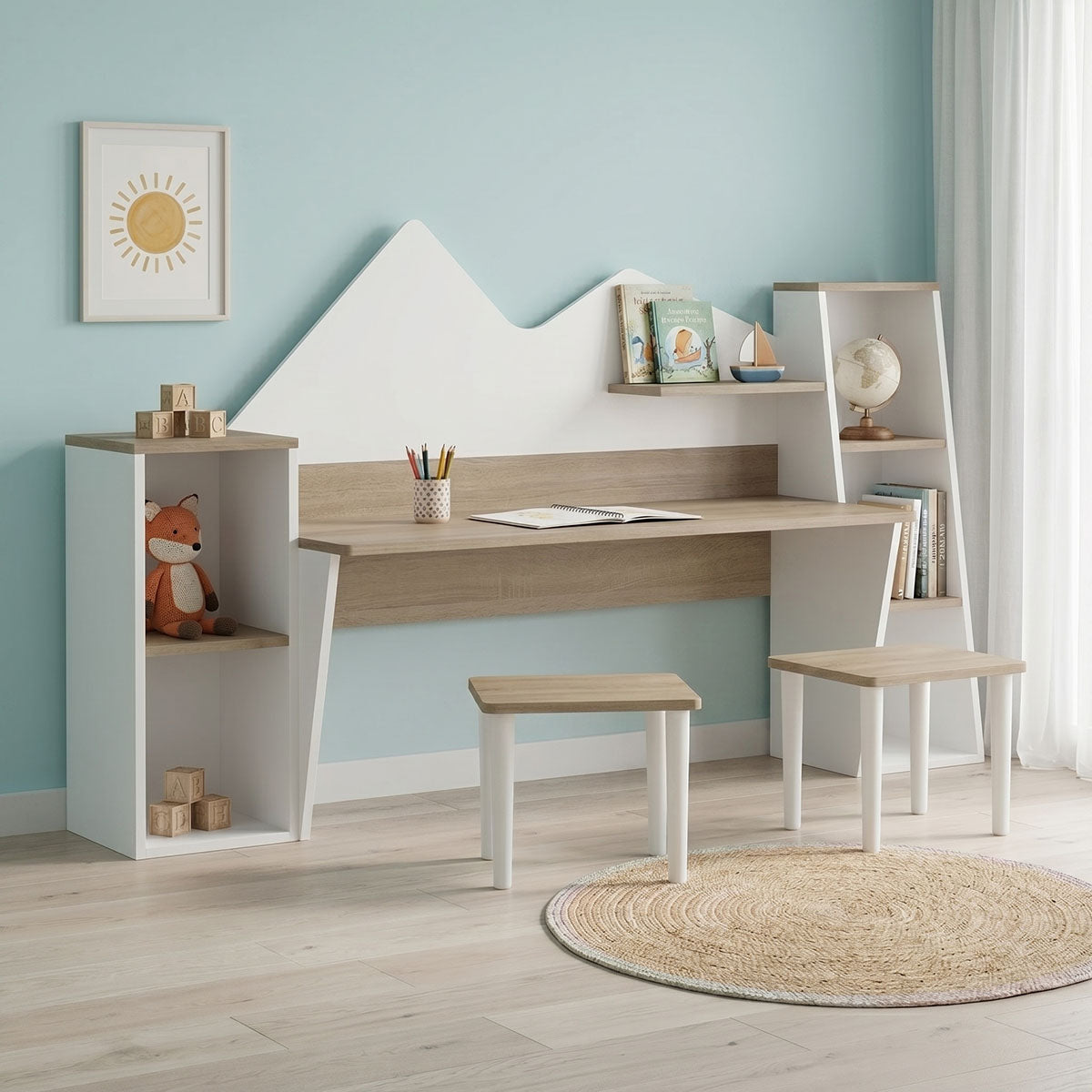 Παιδικό γραφείο με σκαμπο Dualto sonoma-λευκό 180x30x93.6εκ