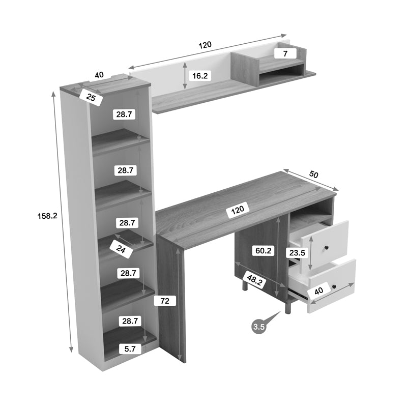 Σύνθεση γραφείου Kontor sonoma-λευκό 160x50x158,2εκ