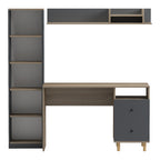 Σύνθεση γραφείου Kontor sonoma-ανθρακί 160x50x158,2εκ