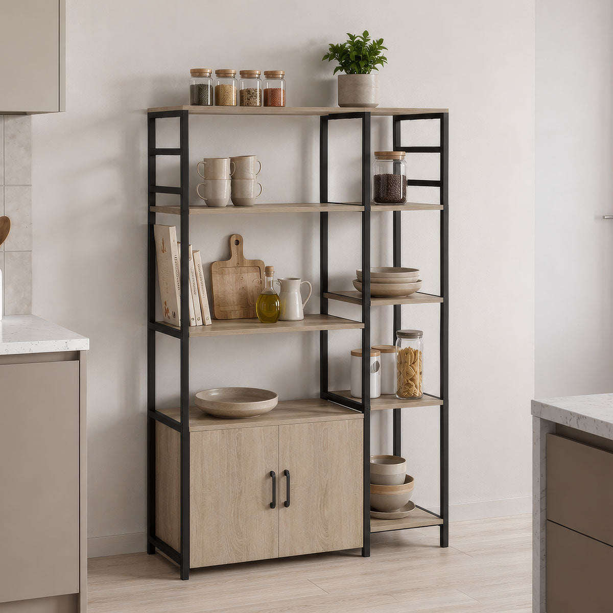 Επιδαπέδια ραφιέρα Ranea sonoma-μαύρο 85x32x150εκ