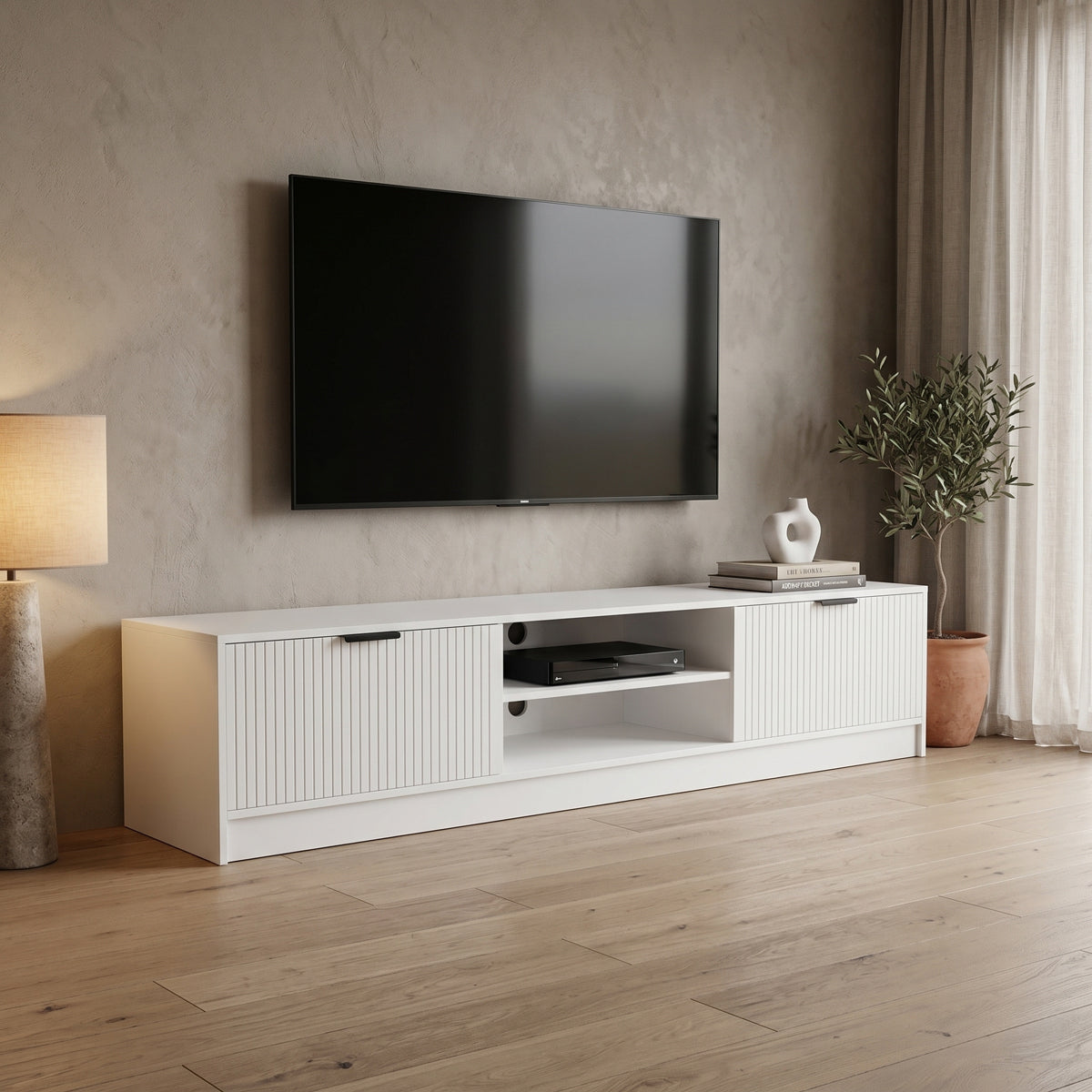 Έπιπλο τηλεόρασης Lemardo λευκό 180x40x40εκ