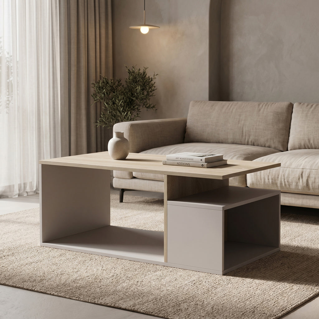 Τραπέζι σαλονιού Wendo taupe-sonoma 91x37x50εκ