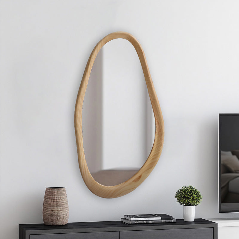 Καθρέπτης οβάλ Baloa mdf σε φυσική απόχρωση 44x4x80εκ