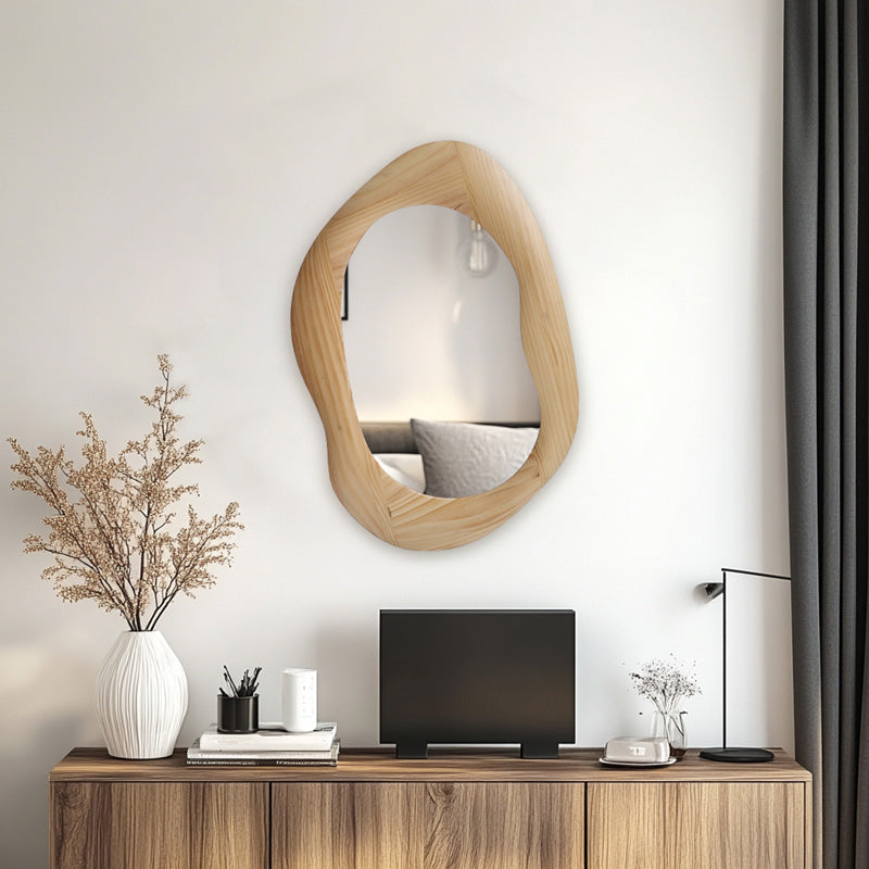 Καθρέπτης οβάλ Enola mdf σε φυσική απόχρωση 54x2.5x80εκ