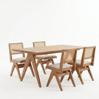 Τραπεζαρία Winslow σετ 5τεμ ξύλο rubberwood ανοιχτό καρυδί 160x85x75εκ