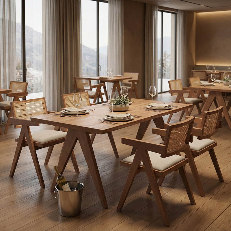 Τραπέζι Winslow ξύλο rubberwood σε ανοιχτό καρυδί χρώμα 180x85x75εκ