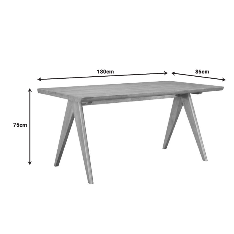 Τραπέζι Winslow ξύλο rubberwood σε ανοιχτό καρυδί χρώμα 180x85x75εκ