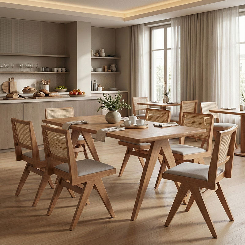 Τραπέζι Winslow ξύλο rubberwood σε ανοιχτό καρυδί χρώμα 200x100x75εκ