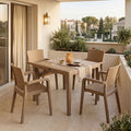 Τραπεζαρία Explore-Halcyon σετ 5τεμ PP cappuccino 90x90x73,5εκ