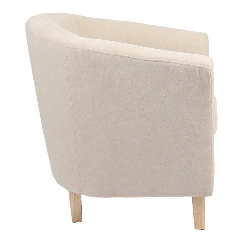 Πολυθρόνα Tronmo κρεμ ύφασμα και πόδι rubberwood σε φυσική απόχρωση 75x69x75εκ