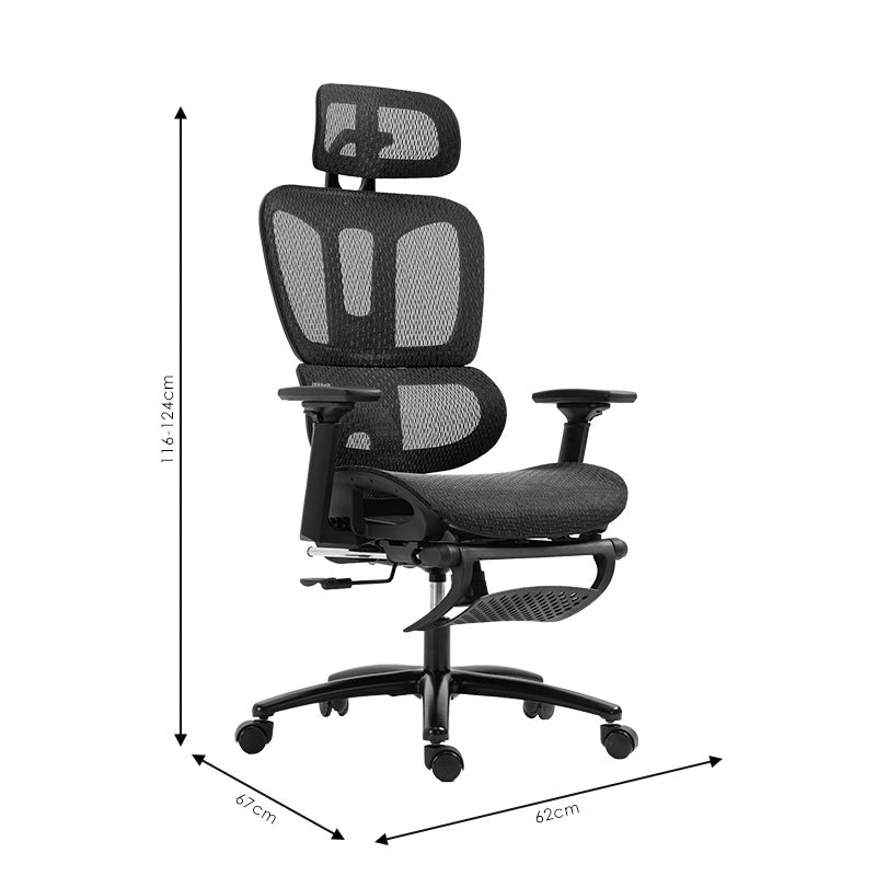 Καρέκλα γραφείου διευθυντή με υποπόδιο Verdant Premium Quality mesh χρώμα μαύρο