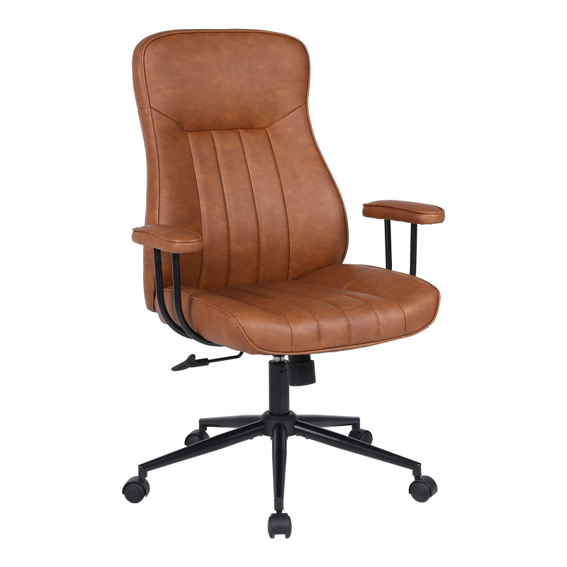 Καρέκλα γραφείου διευθυντή Philareti καφέ PU 74x71,5x108-118εκ