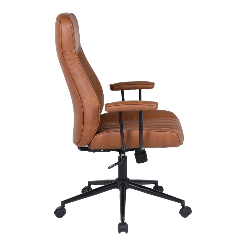 Καρέκλα γραφείου διευθυντή Philareti καφέ PU 74x71,5x108-118εκ