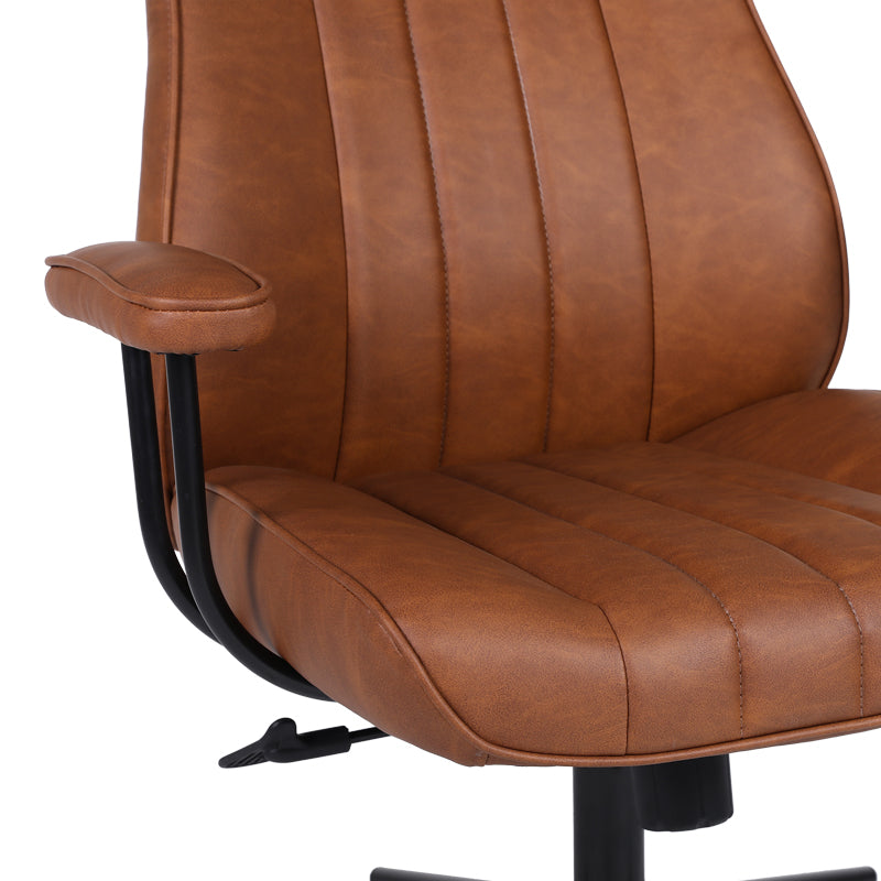 Καρέκλα γραφείου διευθυντή Philareti καφέ PU 74x71,5x108-118εκ