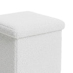 Σκαμπό-μπαούλο Crystal μπουκλέ ύφασμα σε ivory απόχρωση 38x38x38εκ