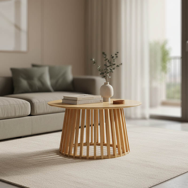 Τραπέζι σαλονιού Domonic mdf/pw σε φυσική απόχρωση Φ80x45εκ