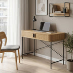 Γραφείο εργασίας Scandi MDF/Metal σε φυσική απόχρωση με μεταλλικά μαύρα πόδια 120x60x76,5εκ