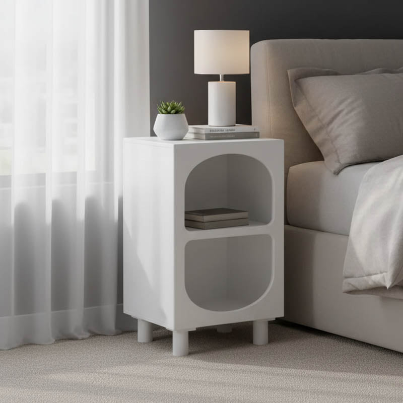 Κομοδίνο Emersi MDF σε λευκή απόχρωση 40x32x70εκ