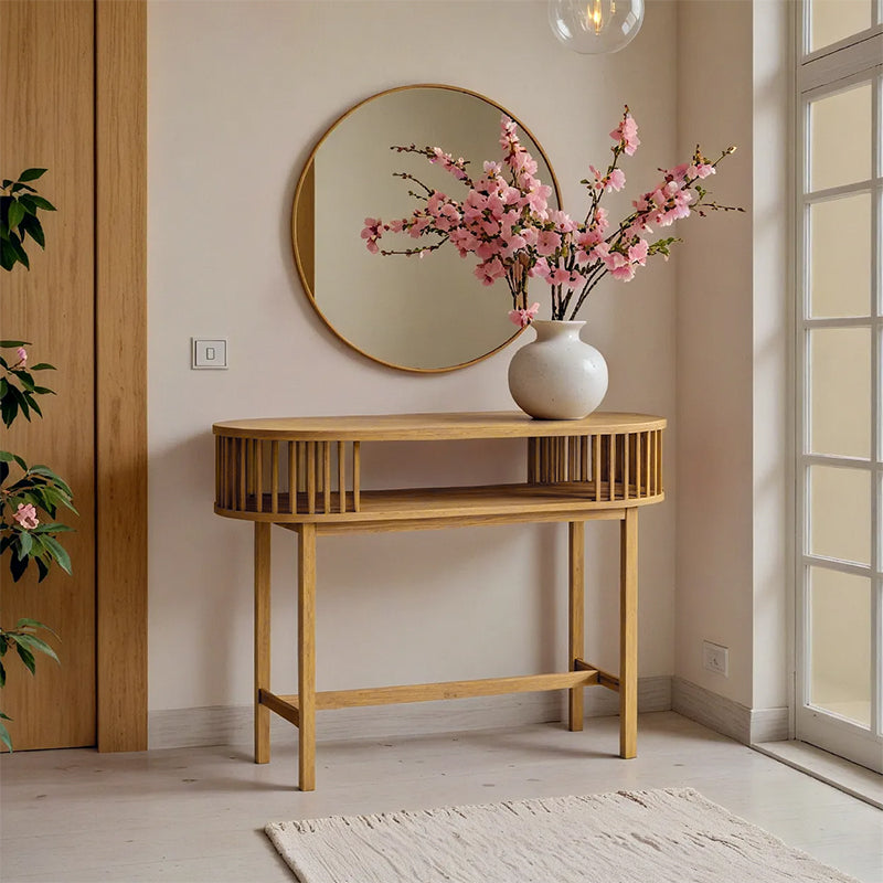 Κονσόλα Nodial MDF/Bamboo σε φυσική απόχρωση 120x39x85εκ