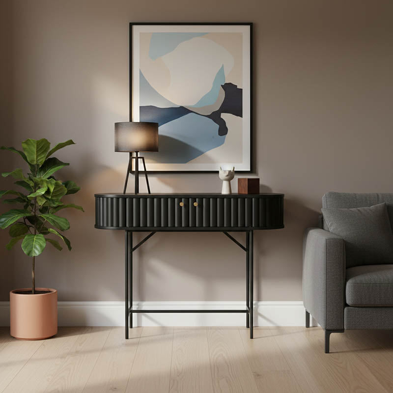 Κονσόλα Zakro MDF-μέταλλο σε μαύρη απόχρωση 100x35x75εκ