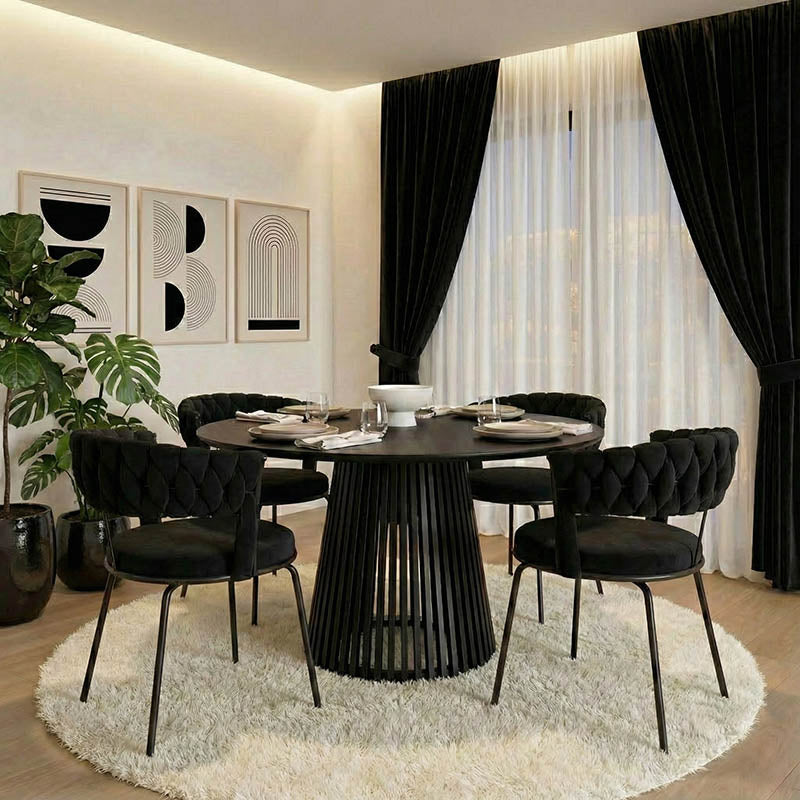 Τραπέζι Domonic mdf σε μαύρη απόχρωση Φ120x75εκ