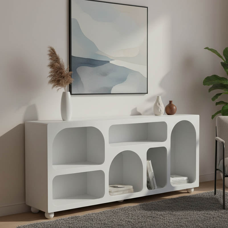 Μπουφές Emersi με ράφια mdf σε λευκή απόχρωση 164x34x76εκ