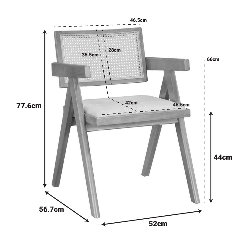 Πολυθρόνα Winslow φυσικό rubberwood 52x59x79εκ