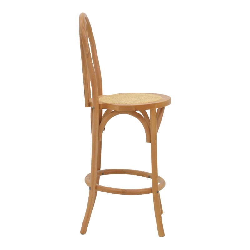 Σκαμπό μπαρ Thonet φυσικό ξύλο οξιάς-έδρα φυσικό rattan 41x50x105εκ