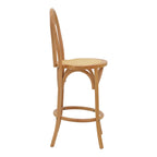 Σκαμπό μπαρ Thonet φυσικό ξύλο οξιάς-έδρα φυσικό rattan 41x50x105εκ