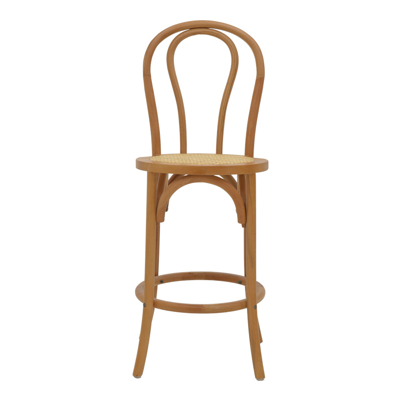 Σκαμπό μπαρ Thonet φυσικό ξύλο οξιάς-έδρα φυσικό rattan 41x50x105εκ