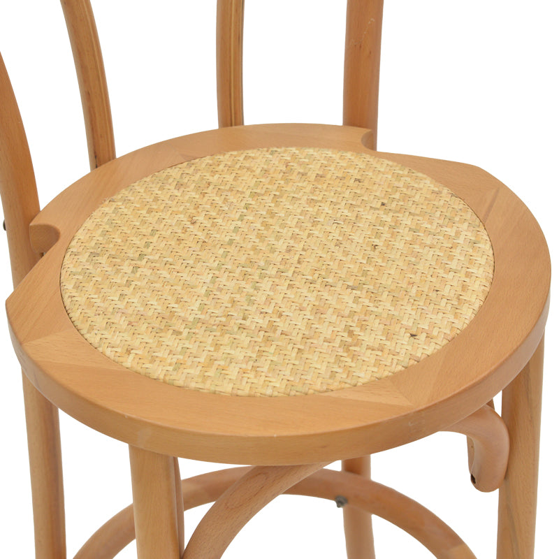 Σκαμπό μπαρ Thonet φυσικό ξύλο οξιάς-έδρα φυσικό rattan 41x50x105εκ