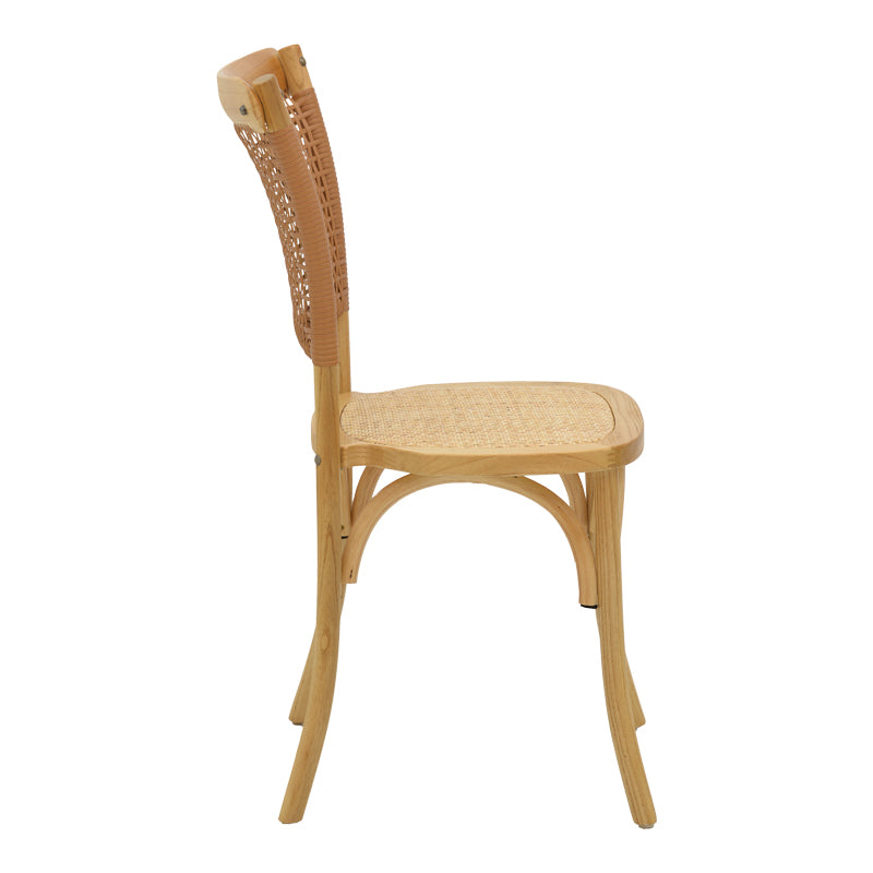 Καρέκλα Karley φυσικό ξύλο οξιάς-έδρα φυσικό rattan 48x52x89εκ