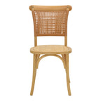 Καρέκλα Karley φυσικό ξύλο οξιάς-έδρα φυσικό rattan 48x52x89εκ