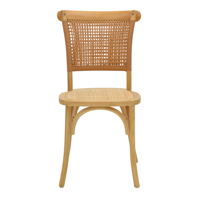 Καρέκλα Karley φυσικό ξύλο οξιάς-έδρα φυσικό rattan 48x52x89εκ
