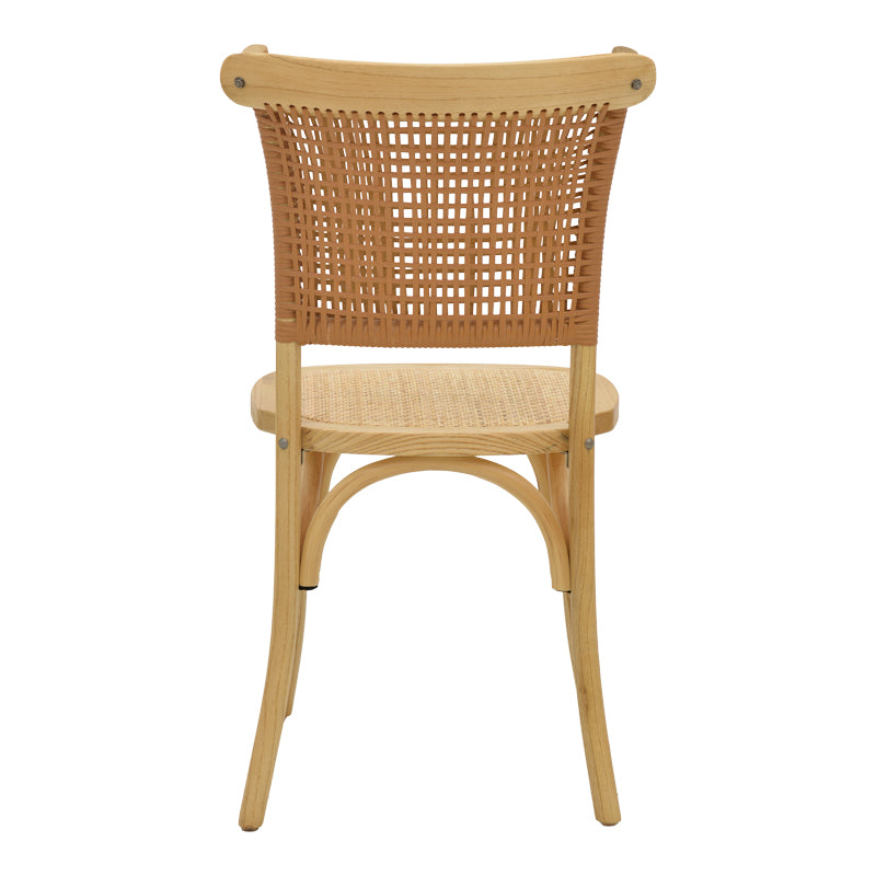 Καρέκλα Karley φυσικό ξύλο οξιάς-έδρα φυσικό rattan 48x52x89εκ