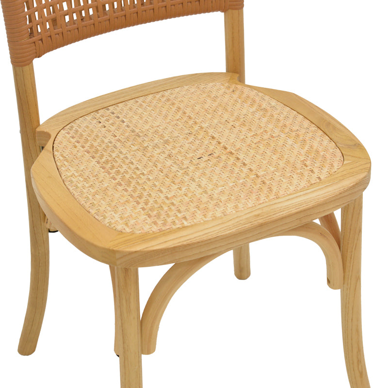 Καρέκλα Karley φυσικό ξύλο οξιάς-έδρα φυσικό rattan 48x52x89εκ