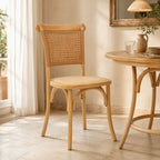 Καρέκλα Karley φυσικό ξύλο οξιάς-έδρα φυσικό rattan 48x52x89εκ