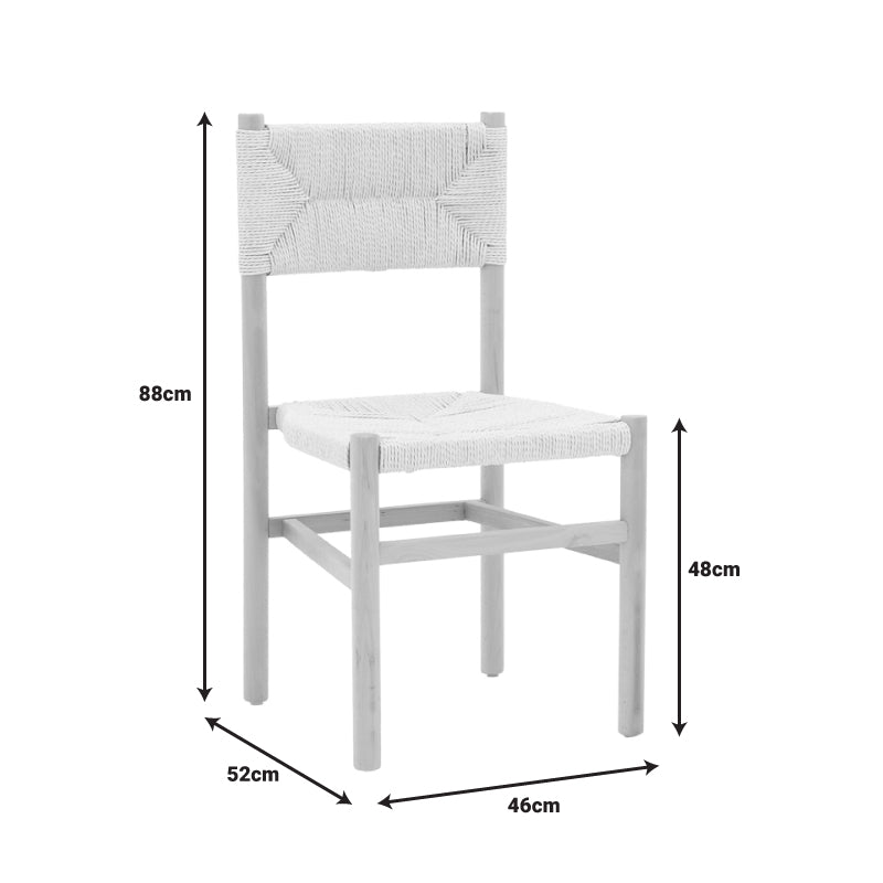 Καρέκλα Oarvine φυσικό rubberwood-φυσικό σχοινί 46x52x88εκ