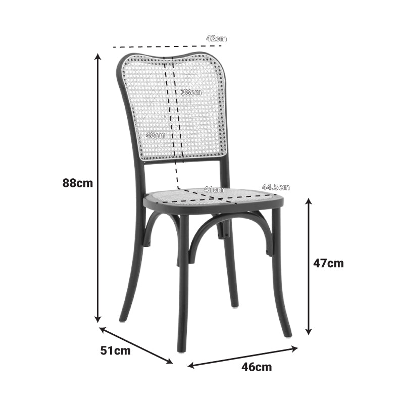 Καρέκλα στοιβαζόμενη Zozele φυσικό rattan pe-μαύρο toon wood 45x51x88εκ