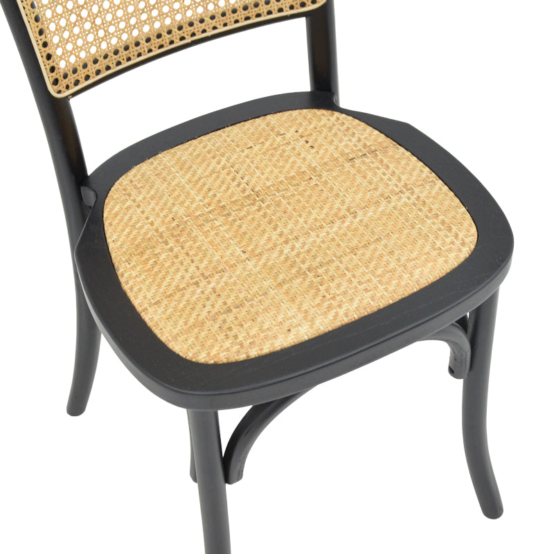 Καρέκλα στοιβαζόμενη Zozele φυσικό rattan pe-μαύρο toon wood 45x51x88εκ