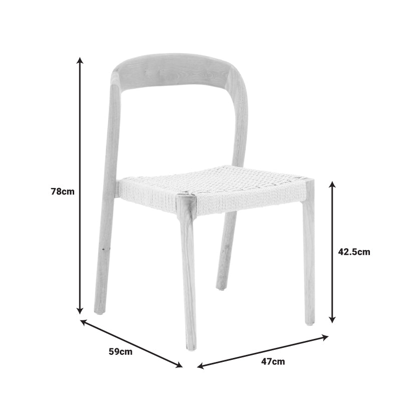 Καρέκλα Tavrine σχοινί-rubberwood σε φυσική απόχρωση 47x59x78εκ