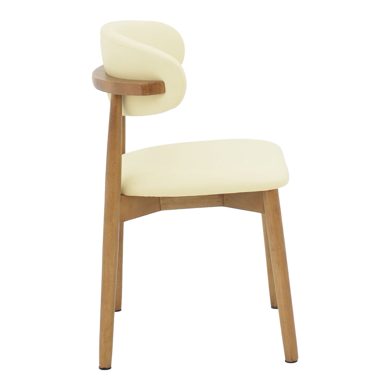 Καρέκλα Ubene rubberwood και pu σε καρυδί και μπεζ απόχρωση 46x58x79εκ