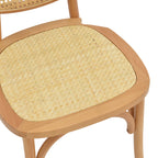 Καρέκλα στοιβαζόμενη Zoel ξύλο οξιάς και rattan σε φυσική απόχρωση 45x52x82εκ