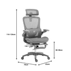 Καρέκλα γραφείου εργασίας Zenyk mesh σε grey απόχρωση 63x70x126εκ
