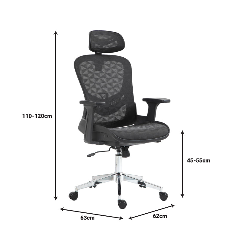 Καρέκλα γραφείου εργασίας Mergi μαύρο mesh 62x63x120εκ