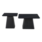 Τραπέζια σαλονιού Square σετ 2 τεμ μέταλλο-sintered stone σε μαύρο μαρμάρου