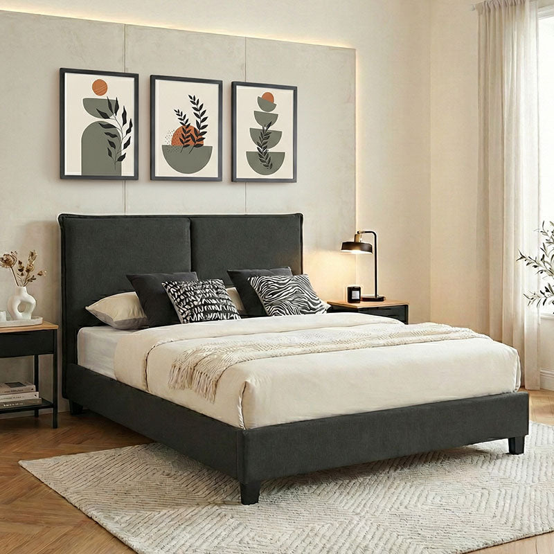 Κρεβάτι διπλό Majus ύφασμα ανθρακί 160x200εκ