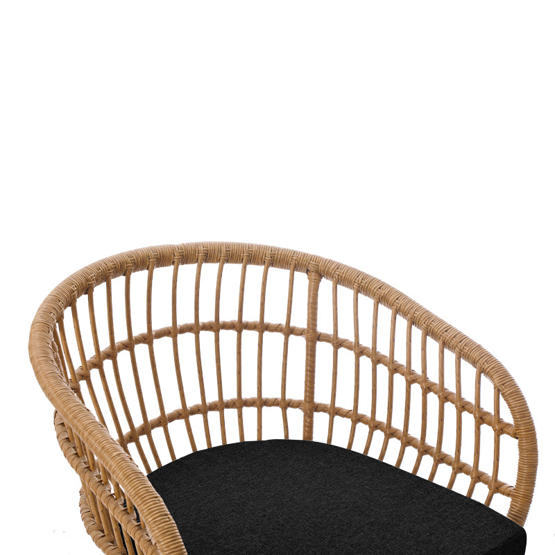 Πολυθρόνα Naoki με μαξιλάρι pe rattan σε φυσική απόχρωση και μαύρα μεταλλικά πόδια 63x61x79εκ